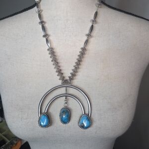 vtg native american navajo squash blossom naja pendant necklace 28in 96.73g